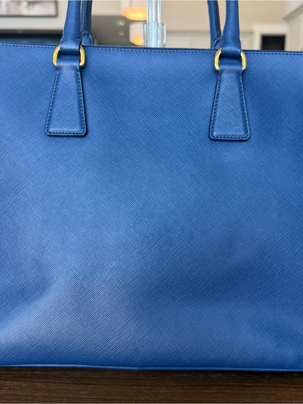 Prada Blue Saffiano Leather Satchel with Gold Hardware - Picture 7 of 14